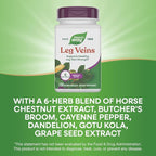 Nature's Way Leg Veins, Supports Healthy Leg Vein Strength*, 6-Herb Blend, With Horse Chestnut Extract, Dandelion, Gluten Free, 120 Vegan Capsules (Packaging May Vary)