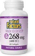 Natural Factors, Clear Base Vitamin E 400 IU, Antioxidant Support for Cardiovascular and General Health, 60 softgels (60 servings)
