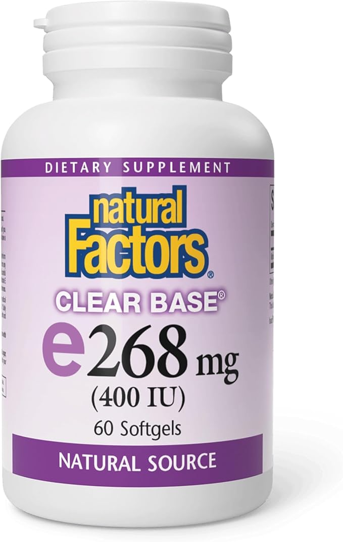Natural Factors, Clear Base Vitamin E 400 IU, Antioxidant Support for Cardiovascular and General Health, 60 softgels (60 servings)