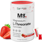 Magnesium L-Threonate Gummies for Adults & Kids 2000mg – Brain Supplements for Memory and Focus - Calm Magnesium Gummies for Improved Sleep and Healthy Mind - 60 Count (Strawberry)