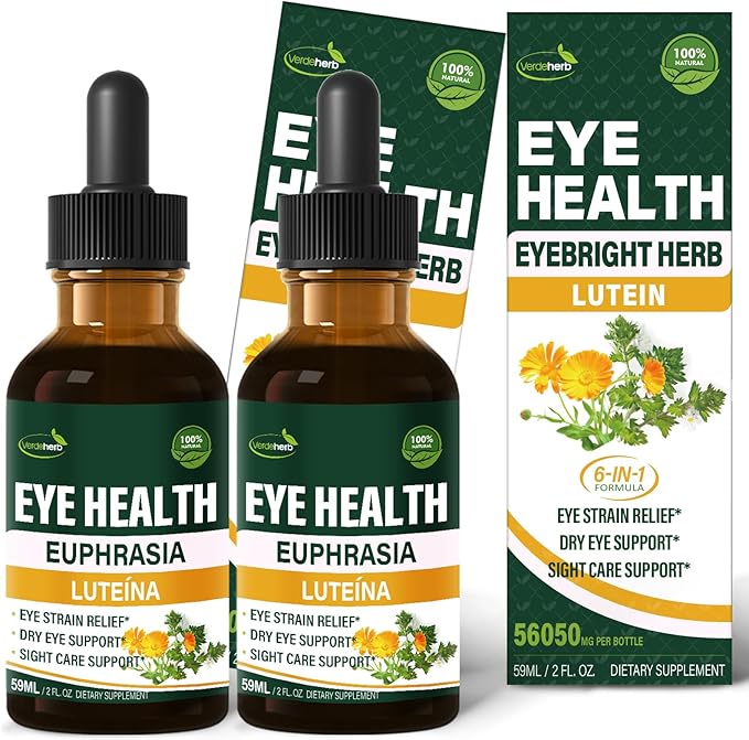 Herbal Liquid Drops, Natural Eyebright Herb Extract Support Eye Strain Relief, Dry Eye & Sight Care Support. 4oz-Original