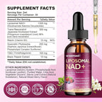 Liposomal NAD Supplement - 1200mg NAD+ Liquid Drops for Women with Nicotinamide, Resveratrol, Quercetin, TMG, Black Pepper Extract - Brain & Cellular Mitochondrial Health,Anti-Aging,Longevity，4 Fl Oz