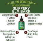 Slippery Elm Bark USDA Organic Vegan Liquid Drops. Extract with High Bioavailability for Women, Men, Kids. for Sore Throat, Irritated Stomach. Zero Sugar, Gluten Free, Tincture Supplement No Capsules