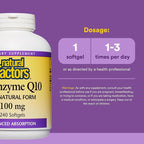 Natural Factors Coenzyme Q10 - Antioxidant Support Supplement Supports Cellular Energy Production - Better Absorption Aids Healthy Heart Function - 100 mg, 240 Softgels (240 Servings)