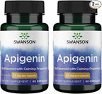 Swanson Apigenin Bioflavonoid Supplement for Adults Seeking Natural Sleep, Relaxation, and Stress Relief Support - 50 mg (90 Vegan Capsules, 2 Pack)