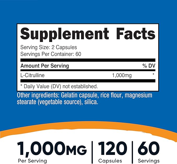 Nutricost L-Citrulline 500mg, 120 Capsules - Gluten Free, Non-GMO, 1000mg Per Serving (60 Serv) (Pack of 2)