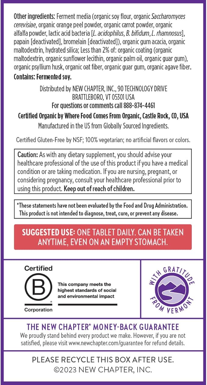 New Chapter Women’s Multivitamin 55+, Astaxanthin, B6, B12, D3, Vitamin C & Zinc, Immune, Heart, Cellular Energy, and Bone Support, Gentle on The Stomach, One Daily, Non-GMO, Gluten-Free, 48 Tablets