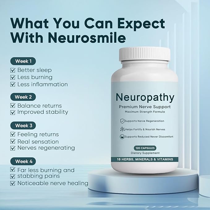 NerveBright Neuropathy Support Nerve Supplement, Fortify Nerves in Fingers, Hands, Toes, & Feet, with 600 mg Pure Alpha Lipoic Acid Vitamins C D3 E B6 B12, Support Overall Nerve Health, 120 Capsules