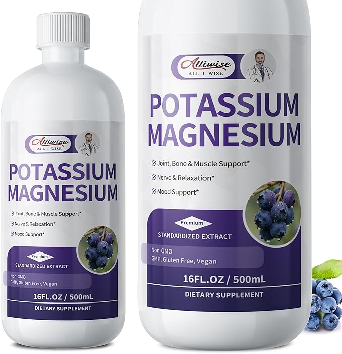 Potassium Magnesium Supplement Liquid - High Absorption Calm Magnesium Complex & Potassium Plus Calcium, Vitamin D3, Zinc for Bone & Energy & Immune Support - 16 Fl oz