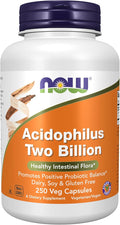 NOW Foods Supplements, Acidophilus, Two Billion, Strain Verified, Healthy Intestinal Flora*, 250 Veg Capsules