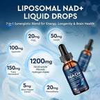 Liposomal NAD+ Liquid Supplement, Nad Resveratrol Supplement for Women & Men, Nicotinamide Riboside with PQQ, CoQ10, Quercetin for Anti-Aging, Brain, Cellular Energy Health, Strawberry Flavor, 2 Fl Oz