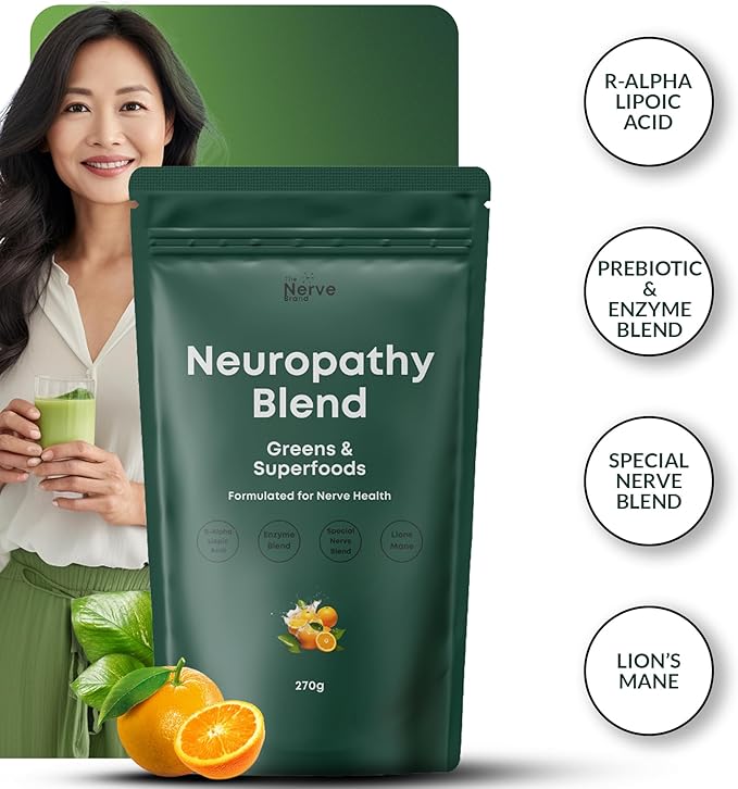 The Nerve Brand Neuropathy Superfood Blend, Greens Powder with R Alpha Lipoic Acid & Lions Mane for Nerve Support, Sunshine Orange, 30 Servings
