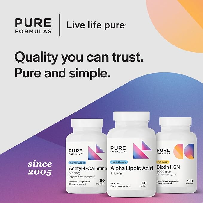 PureFormulas Alpha Lipoic Acid 100 mg ALA Supplement for Liver Support, Antioxidants, Nerve, & Cardiovascular Health Acido Alfa Lipoico 100mg Neuropathy Supplement Non-GMO 60 Tablets
