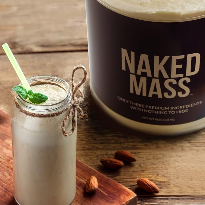 NAKED Vanilla Mass - All Natural Vanilla Weight Gainer Protein Powder - 8lb Bulk, NSF Certified, GMO Free, Gluten Free & Soy Free, No Artificial Ingredients - 1,260 Calories - 11 Servings