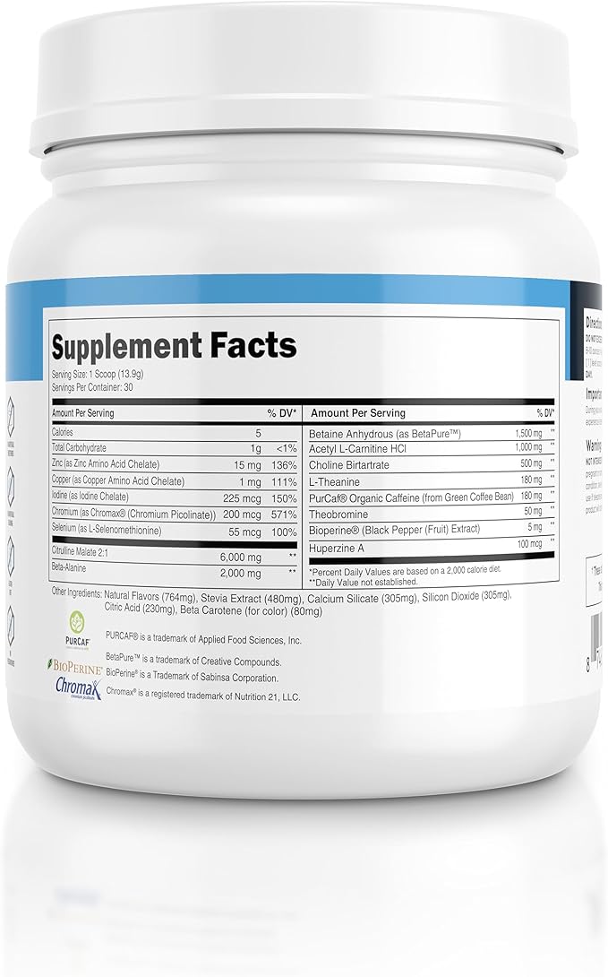 Transparent Labs Lean Pre-Workout - Body Recomposition Pre Workout for Men and Women with Acetyl L-Carnitine, Beta Alanine Powder, & PurCaf Organic Caffeine Powder - 30 Servings, Orange