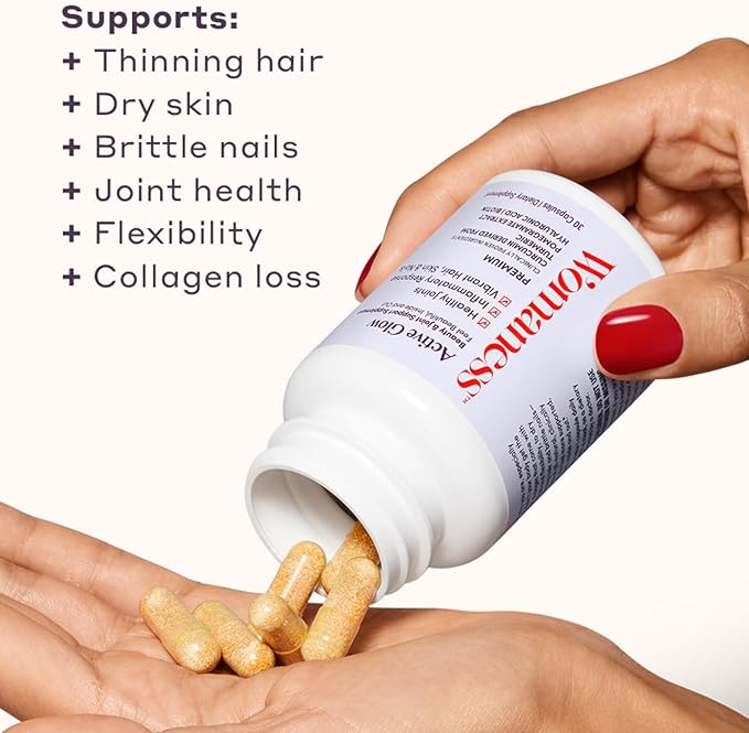 Womaness Menopause Wellness Duo for Women – Hormone Balance Support + Hair Skin & Nails Formula – Ashwagandha, Pycnogenol, Bacopa, Biotin & Hyaluronic Acid – 2 Bottles, 30 Capsules Each