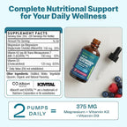Magnesium Glycinate, Vitamin K2 & D3 Supplement – GMO-Free – VIT D MK7 K2 Vitamin Supplement & Magnesium Blend – with Nutrients for Bone Nutrition & Cardiovascular Function (Mixed Berry, 60 mL)