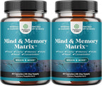 Natural Mind and Memory Supplement for Increased Mental Performance and Clarity Supports Brain Function Made with Pure Green Tea Extract DMAE Bitartrate and Vitamins - 60 Count - 2 Pack