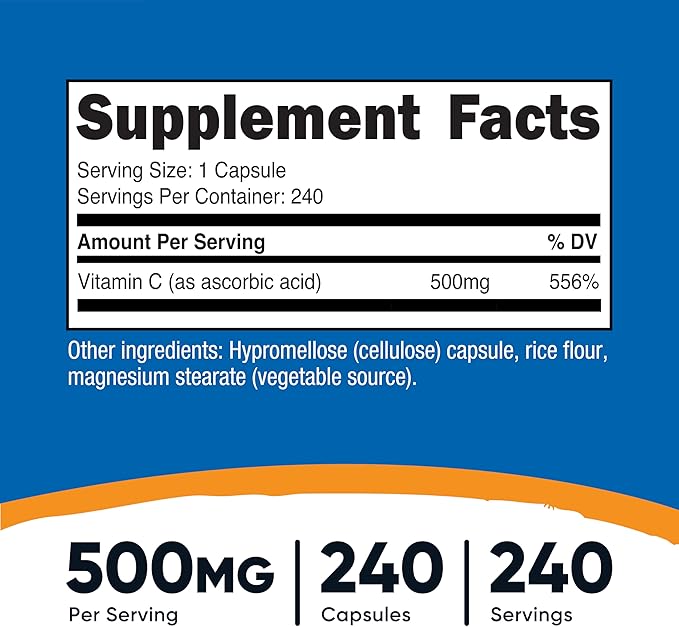 Nutricost Vitamin C 500mg, 240 Capsules, Vegetarian, Gluten Free & Non-GMO