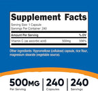 Nutricost Vitamin C 500mg, 240 Capsules, Vegetarian, Gluten Free & Non-GMO (Pack of 2)