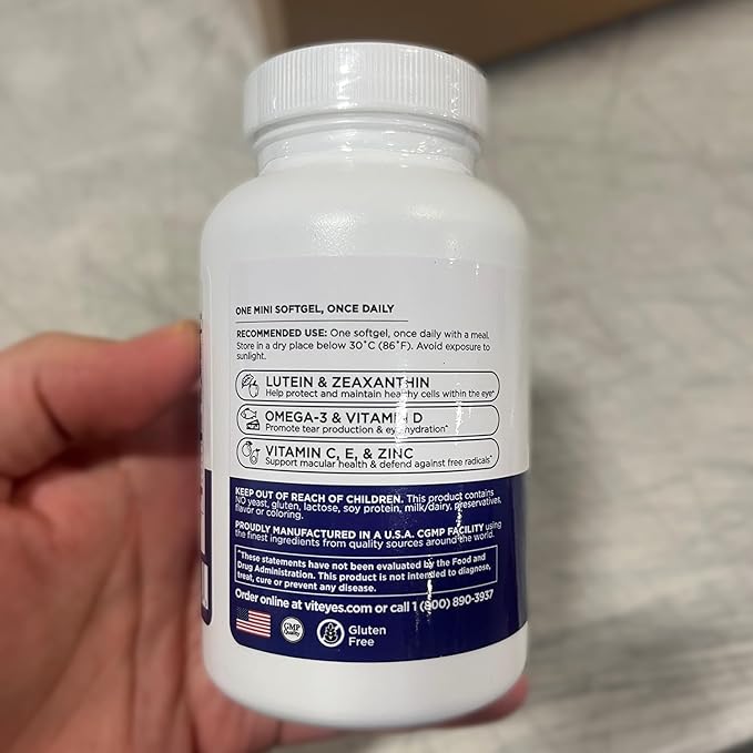 Viteyes Vision for Ages 50 Plus for Eye Health, Vision Support, Aging Eyes, Lutein, Zeaxanthin, Omega-3, Zinc, Vitamin C, Vitamins D, Vitamins E, Eye Doctor Trusted, Manufactured in The USA, 90 Ct