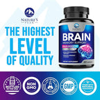 Brain Memory Supplement - 3X Strength Nootropics for Concentration, Clarity & Focus Support - Brain Health Cognitive Vitamins with Bacopa, Phosphatidylserine & DMAE, Brain Booster Pills, 60 Capsules