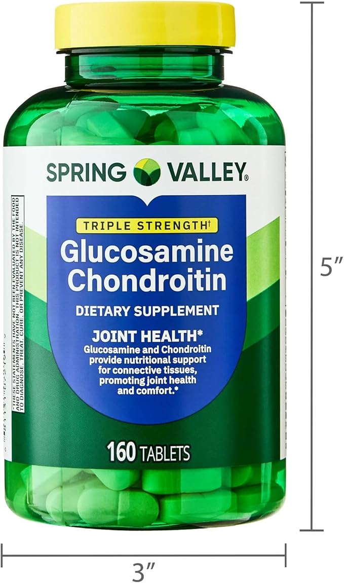 SUREFECT Spring Valley Triple Strength Glucosamine & Chondroitin Tablets - Joint Support, 160 Count Organizer.
