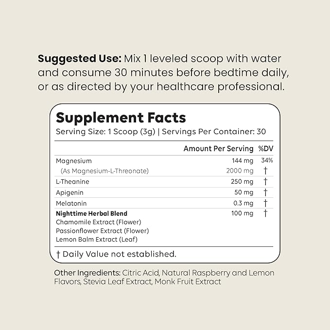 DREAM Sleep Aid Powder | Magnesium L-Threonate, Apigenin & Theanine | 2400mg 7-Ingredient Non-Habit Forming and Natural Sleep Aids for Adults | Deep Sleep Super Calm & Stress Relief