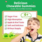 Magnesium Gummies for Kids - Magnesium Glycinate Gummies with L-Theanine, Vitamin B6, D3 for Kids & Adults Sleep, Calm, Relaxation, Brain, Bones, Muscle Relief, Sugar Free Green Apple & Kiwi 60ct