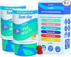 FIRST DAY Vitamins for Teens - Teen Multi Vitamins for Girls & Boys 12-17, Organic Fruit & Veggie Blend - 12 Key Nutrients: Vitamins A, B1, B2, B6, B9, B12, C, D3, E, K2-60 Day Supply