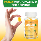 Vitamin E 400 IU Gummies for Immune, 268mg Per Serving Vitamin E Gummies for Women and Men Skin Glow & Cell Wellness, 60 Count Pineapple Flavor Sugar-Free Gluten-Free