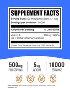 BulkSupplements.com Vitamin E 400 IU Powder - as D-Alpha Tocopherol, Nutritional Supplements - Gluten Free, 500mg per Serving, 5kg (11 lbs) (Pack of 5)