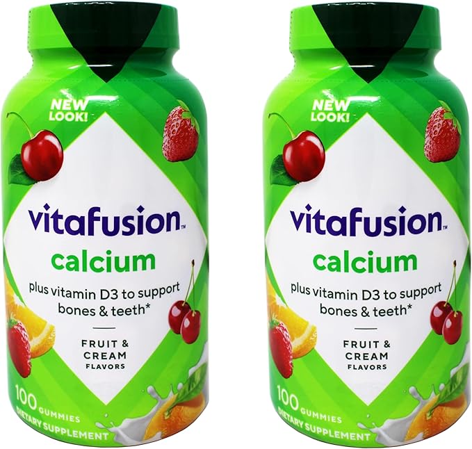 Vitafusion Gummies Calcium with Vitamin D3, 100 Count, Pack of 2