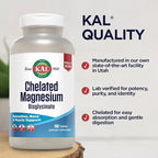 KAL Chelated Magnesium Bisglycinate, Magnesium Supplement for Relaxation, Bone Health, Nerve & Muscle Function Support*, High Absorption, Gentle Digestion, Vegan, Gluten Free, 60 Servings, 180 Tablets