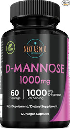 D-Mannose 1000 mg, 120 Vegan Caplets, Dietary Supplement, by NextGenU