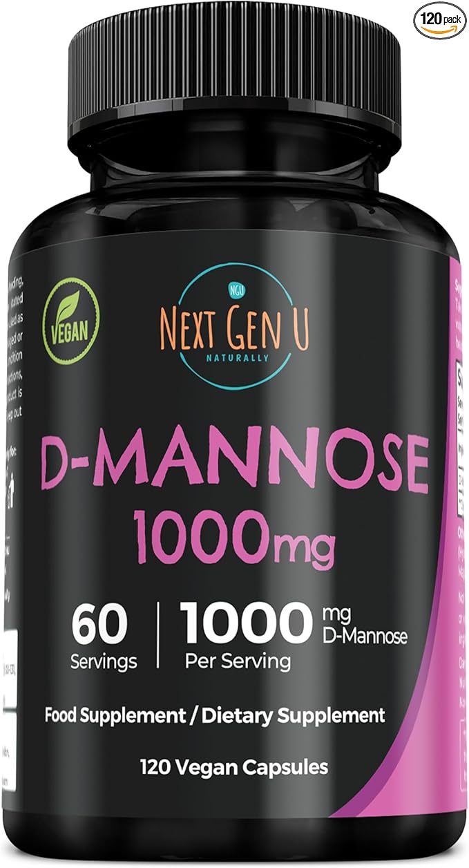 D-Mannose 1000 mg, 120 Vegan Caplets, Dietary Supplement, by NextGenU