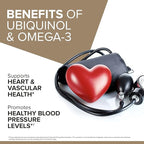 Qunol Plus Ubiquinol CoQ10 100mg with Omega 3 Fish Oil 250mg,Extra Strength Antioxidant Supplement,90 Count (Pack of 2)