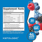 Ketologic Keto BHB (Mixed Berry Flavor) 30 Servings - Exogenous Ketone Supplement with goBHB, Beta-Hydroxybutyrate Salts