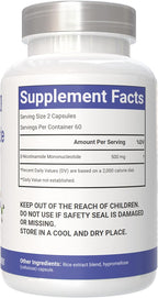 Nicotinamide 500mg Vitamin B3, 120 Capsules - Non-GMO, Gluten Free, Flush Free