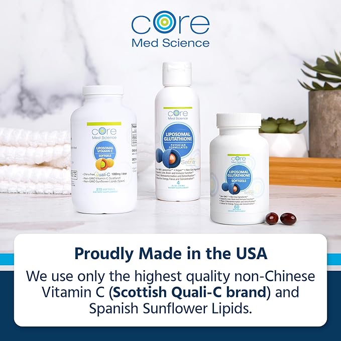 Core Med Science Liposomal Vitamin C 1000mg, 270 Softgels - Non-GMO Natural Liposomal Vitamin C Supplement that Promotes Healthy Skin - Immune System Booster for Adults, Supports Collagen Formation