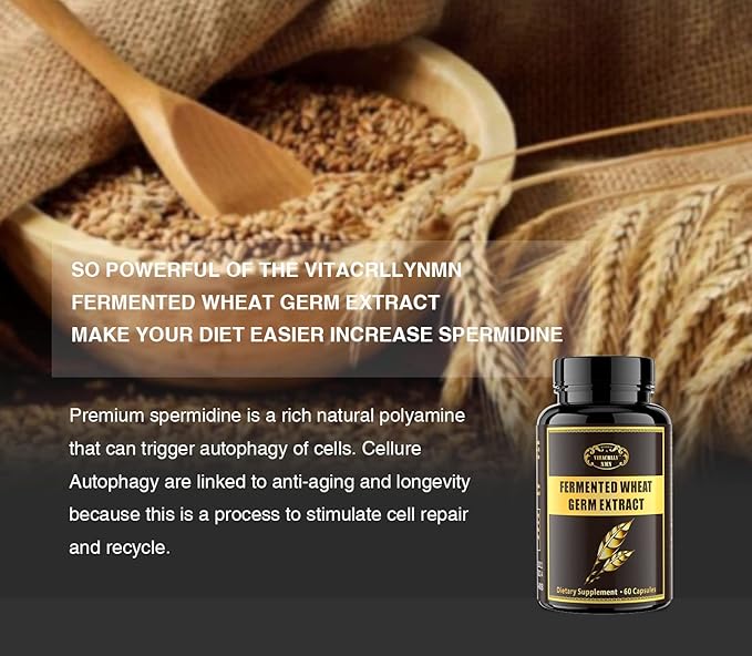 Spermidine Supplements - Wheat Germ Extract Capsules 1000mg Potent Formula with 10mg Higher Spermidine & Zinc for Antioxidant, Cell Renewal, Immune System and Increases Energy 240 Capsules (4 Bottles)