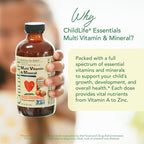 CHILDLIFE ESSENTIALS Kids Multivitamin & Mineral - Kids Vitamins, Liquid Multivitamin for Kids, Toddler Multivitamins, Liquid Vitamins, Baby Multivitamin - Natural Orange & Mango, 8 Fl Oz (Pack of 4)