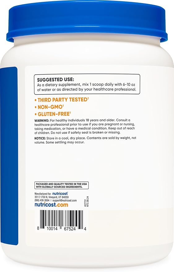 Nutricost L-Glutamine Powder 1 KG - Unflavored, Non-GMO, Gluten Free (Pack of 2)