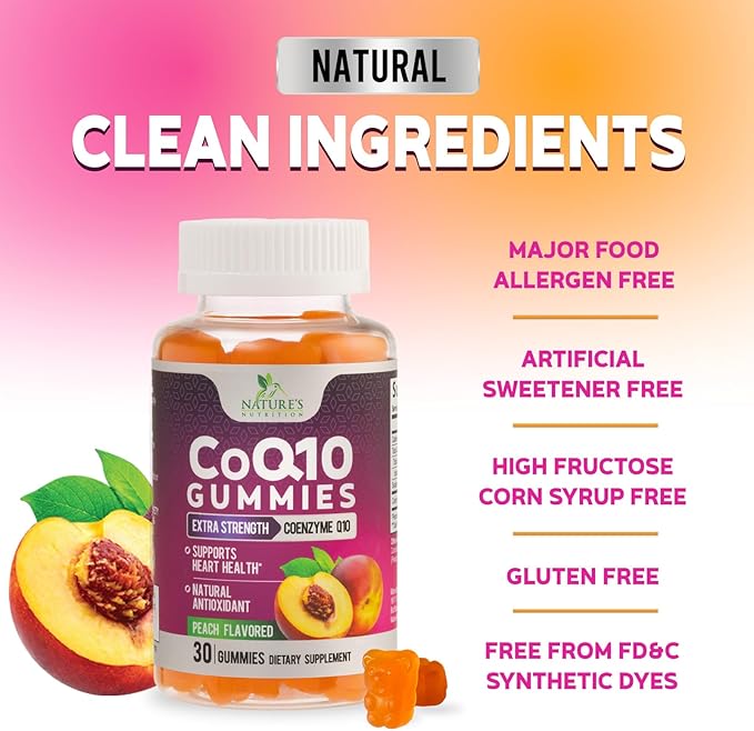 CoQ10 Gummies 100mg Per Serving - 3X Strength, High Absorption, Antioxidant Supplement for Heart Health Support & Energy Production, Ultra Coenzyme Q10 Vitamins, Coq 10 Supplements - 30 Gummies