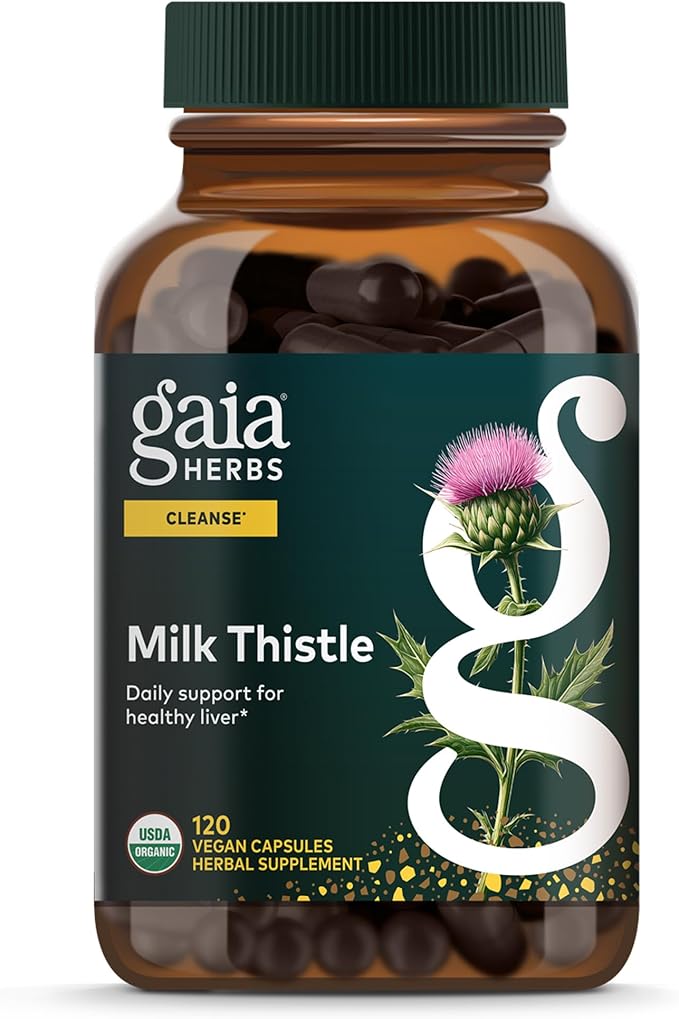 Gaia Herbs Milk Thistle - Liver Supplement & Cleanse Support for Helping to Maintain Healthy Liver Function* - 120 Vegan Capsules (40 Servings)