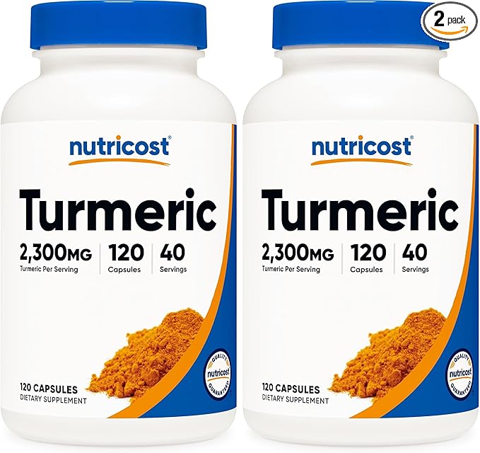 Nutricost Turmeric Curcumin with BioPerine and 95% Curcuminoids, 2300mg, 120 Capsules, Veggie Capsules, 767mg Per Cap, 40 Servings, Gluten Free, Non-GMO (Pack of 2)