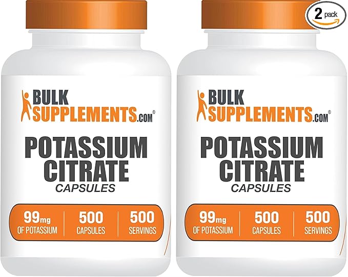 BulkSupplements.com Potassium Citrate Capsules - Potassium Citrate 99mg - 1 Capsule per Serving, 500 Capsules (Pack of 2)