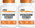 BulkSupplements.com Potassium Citrate Capsules - Potassium Citrate 99mg - 1 Capsule per Serving, 500 Capsules (Pack of 2)
