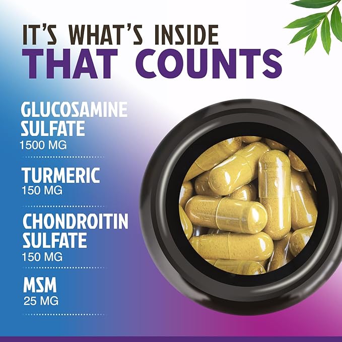 Glucosamine Chondroitin MSM Complex - 3X Strength Joint Support Supplement with Glucosamine Sulfate, Turmeric, Boswellia - For Cartilage, Mobility & Flexibility - Bottled in USA - 120 Capsules