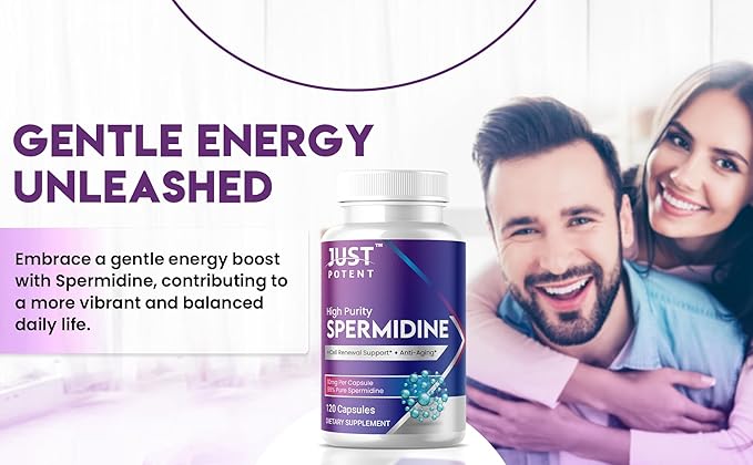 Just Potent High Purity (99%) Spermidine Supplement | 120 Capsules, 4 Months of Supply, 10mg per Capsule | Cell Renewal Support and Anti-Aging